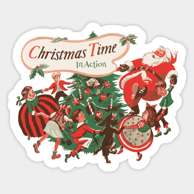 Christmas Time in Action With Dancing Santa Claus Sticker by MasterpieceCafe